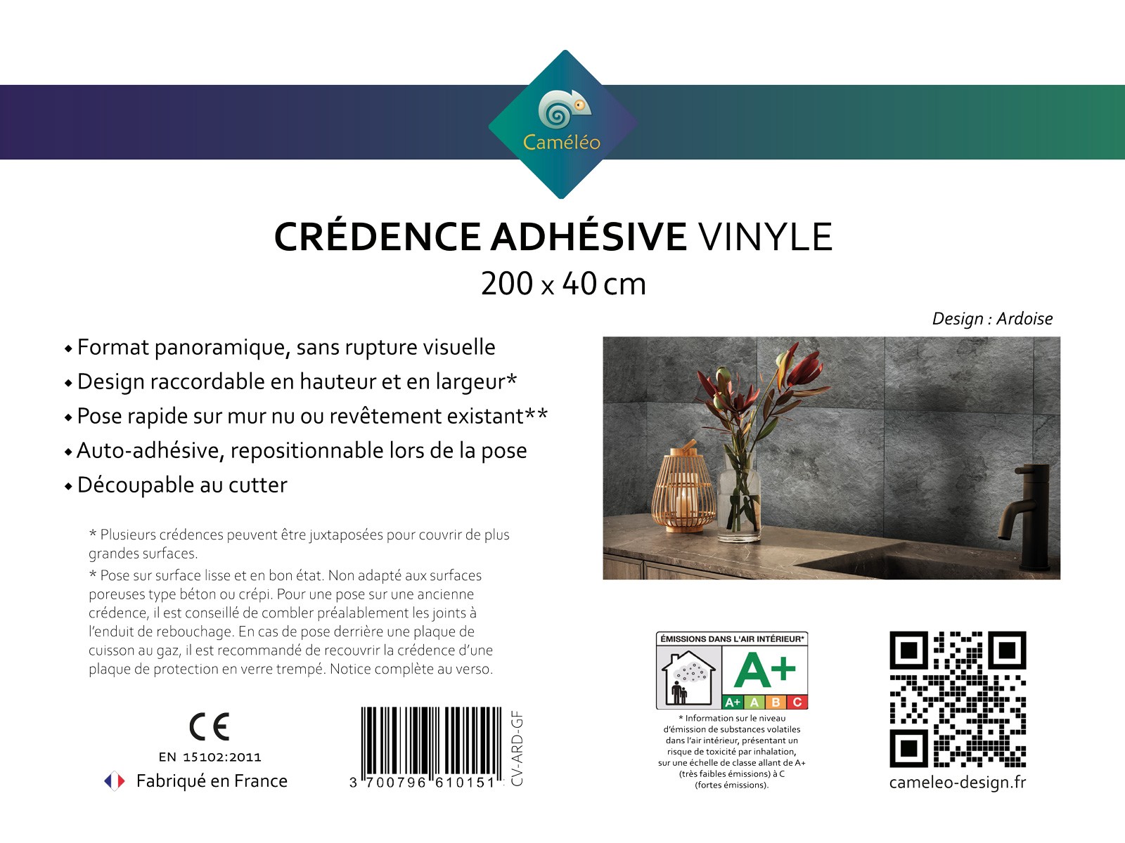 Crédence cuisine adhésive Ardoise gris foncé