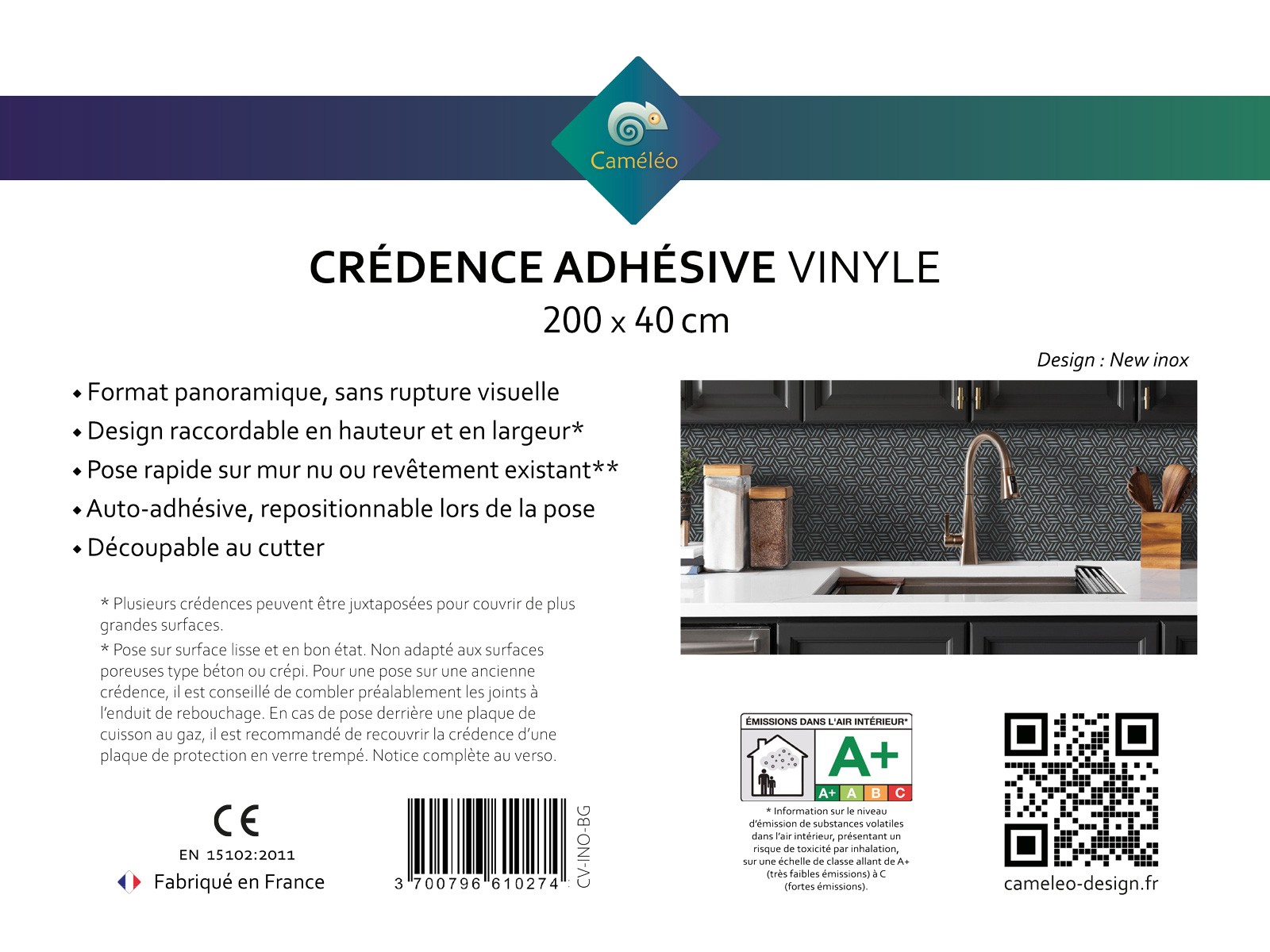 Crédence cuisine adhésive New inox