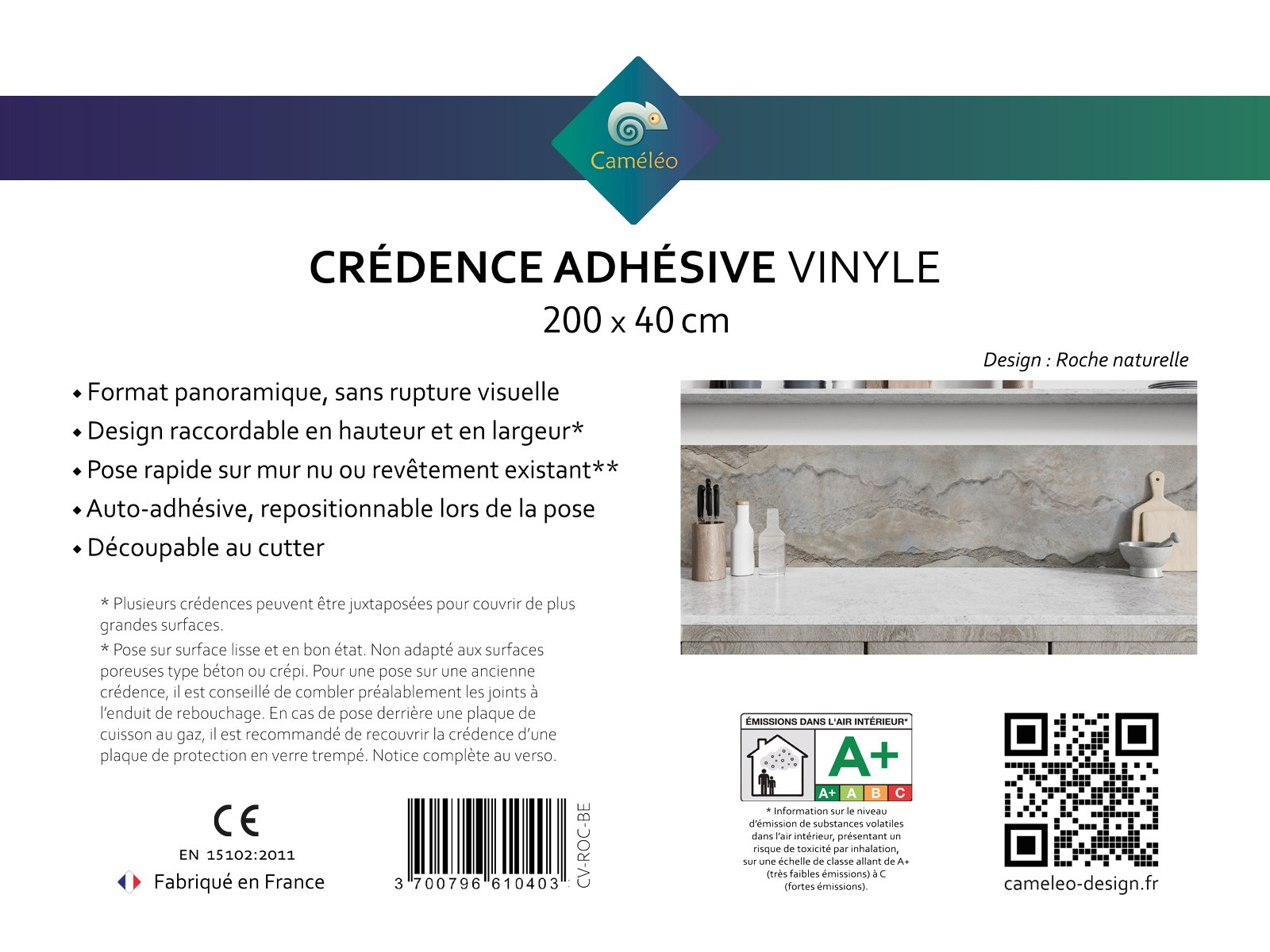 Crédence cuisine adhésive Roche naturelle