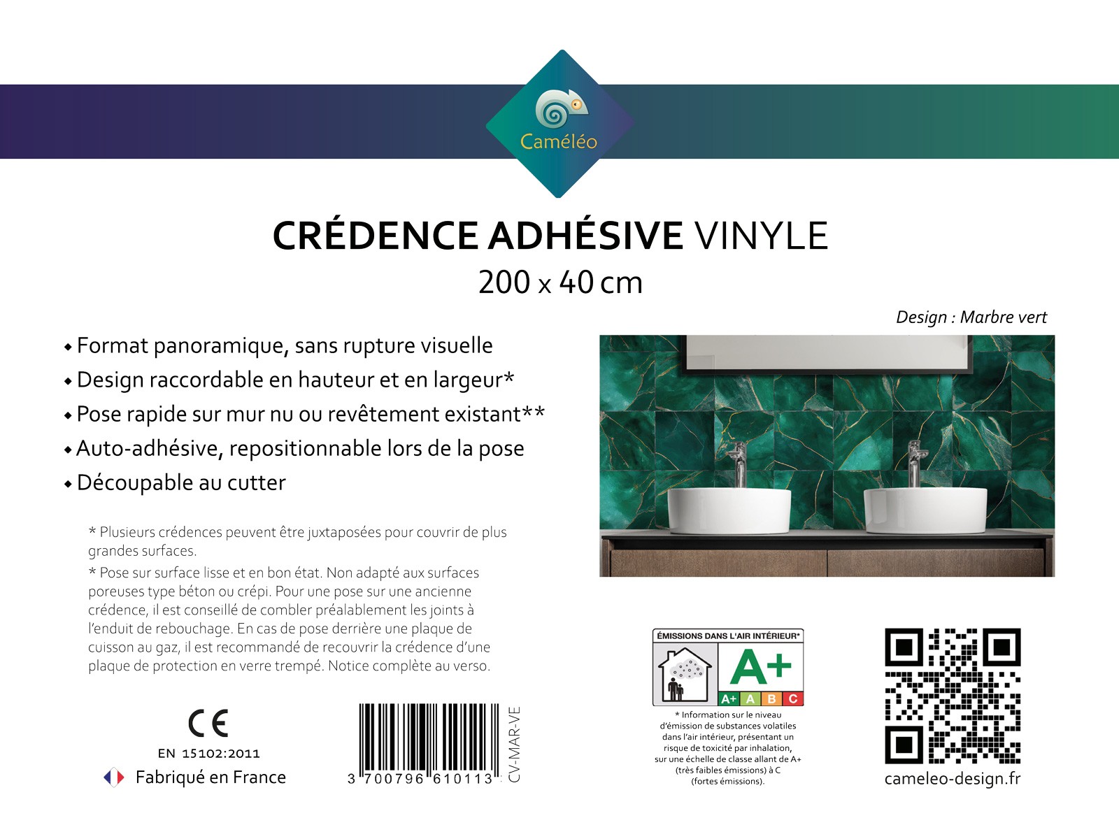 Crédence cuisine adhésive Marbre vert